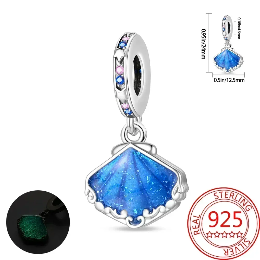 Charms-Anhänger aus 925er-Sterlingsilber mit blauen Ozean-Serie, passend für das DIY-Armband der Marke, Damenschmuck, Geschenke für Freundin