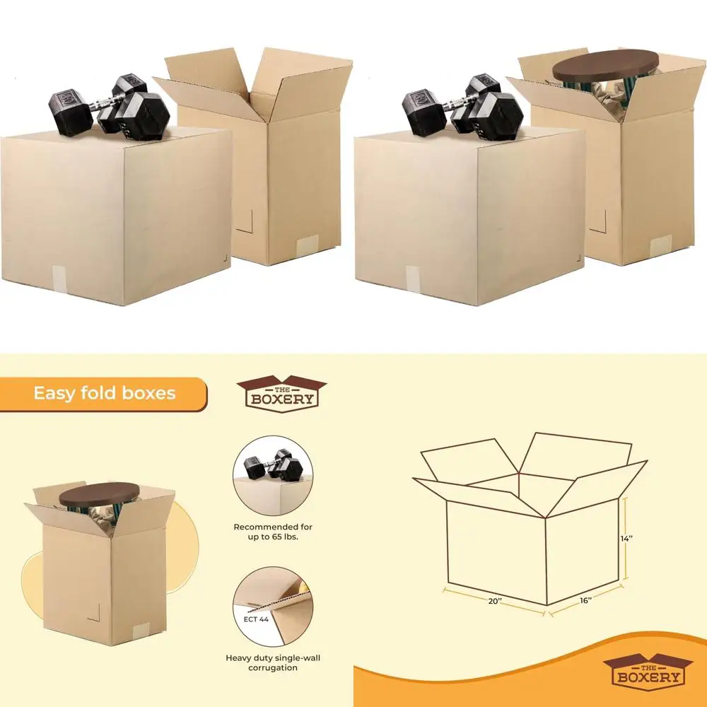 

Heavy-Duty ECT44 Corrugated Cardboard Shipping Boxes, 20x16x14 Inches, 25-Pack, Brown/Kraft, Ideal for Mailing and Packing