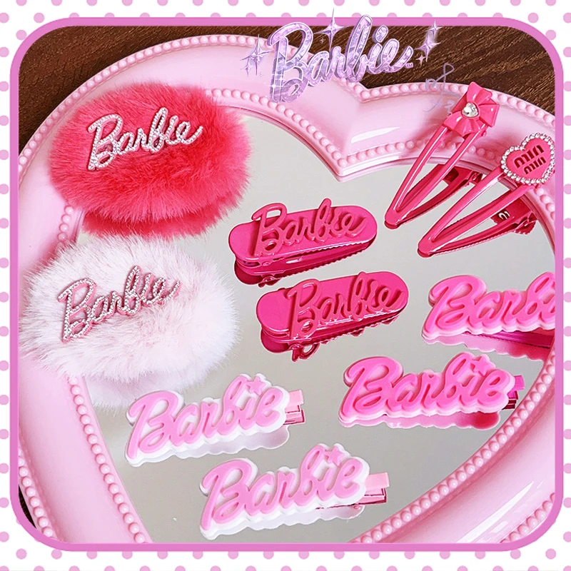 

Barbie Hairpins Kawaii Trendy Movie Decoration Stylish Hair Ornaments Lovely Plush Pink Sweet Y2K Style Cute Girls Kids Gifts