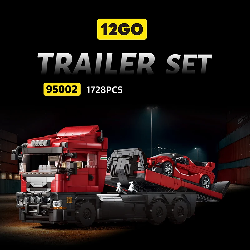 

tractor towing sports car adult challenging building block toy model boy's collection ornament gift