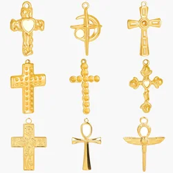 New 10pcs/lot Stainless Steel Cross Pendants Christ Religious DIY Cross Pendants Jewelry Marking Findings for Necklace Earrings