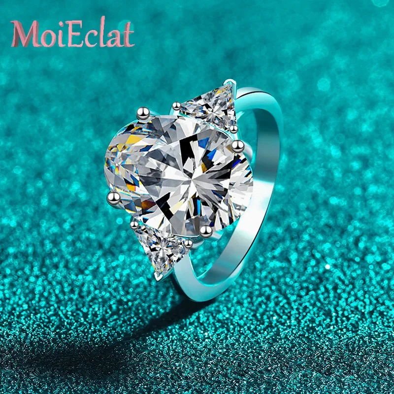 

Элегантное роскошное кольцо для женщин с треугольниками в форме яйца, 9-каратное бриллиантовое кольцо с муассанитом, изысканные платиновые кольца Pt950, подарки