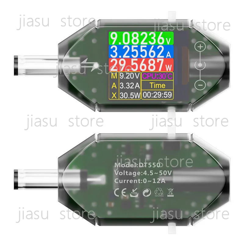 

DT550 High Precision Digital Voltage Current Meter, DC 5.5x2.5mm Interface Tester, Digital Power Meter for Home Appliance