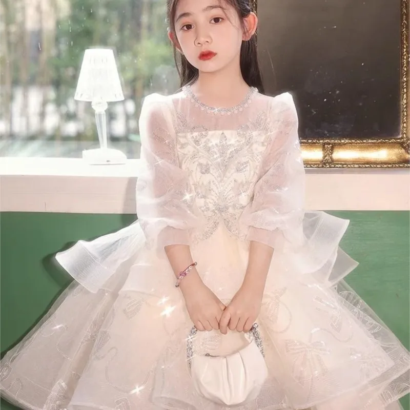 

Creative Children's Evening Dress Light Luxury Flower Children's Birthday Party Princess Dress Performance Dress LH188