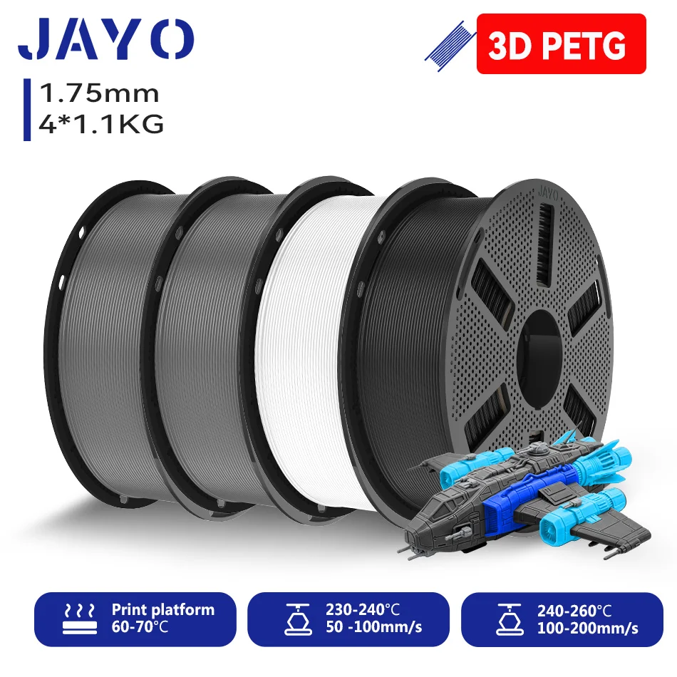 JAYO 4,4KG 3D PETG/PLA/PLA PLUS Druckerfilament 1,75mm 100% Blasenfrei Ungiftig 3D-Druckmaterialien für 3D-Drucker & 3D-Stift