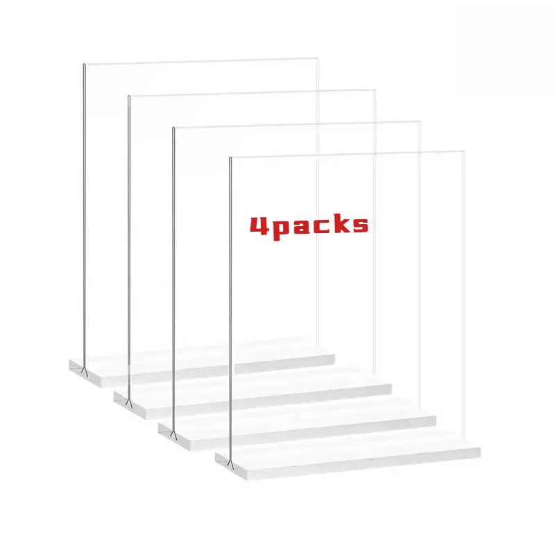 4 Pieces Clear Table Acrylic Sign Holder Stand Plastic Picture Paper Card Flyer Holder Restaurant Menu Holder Stand