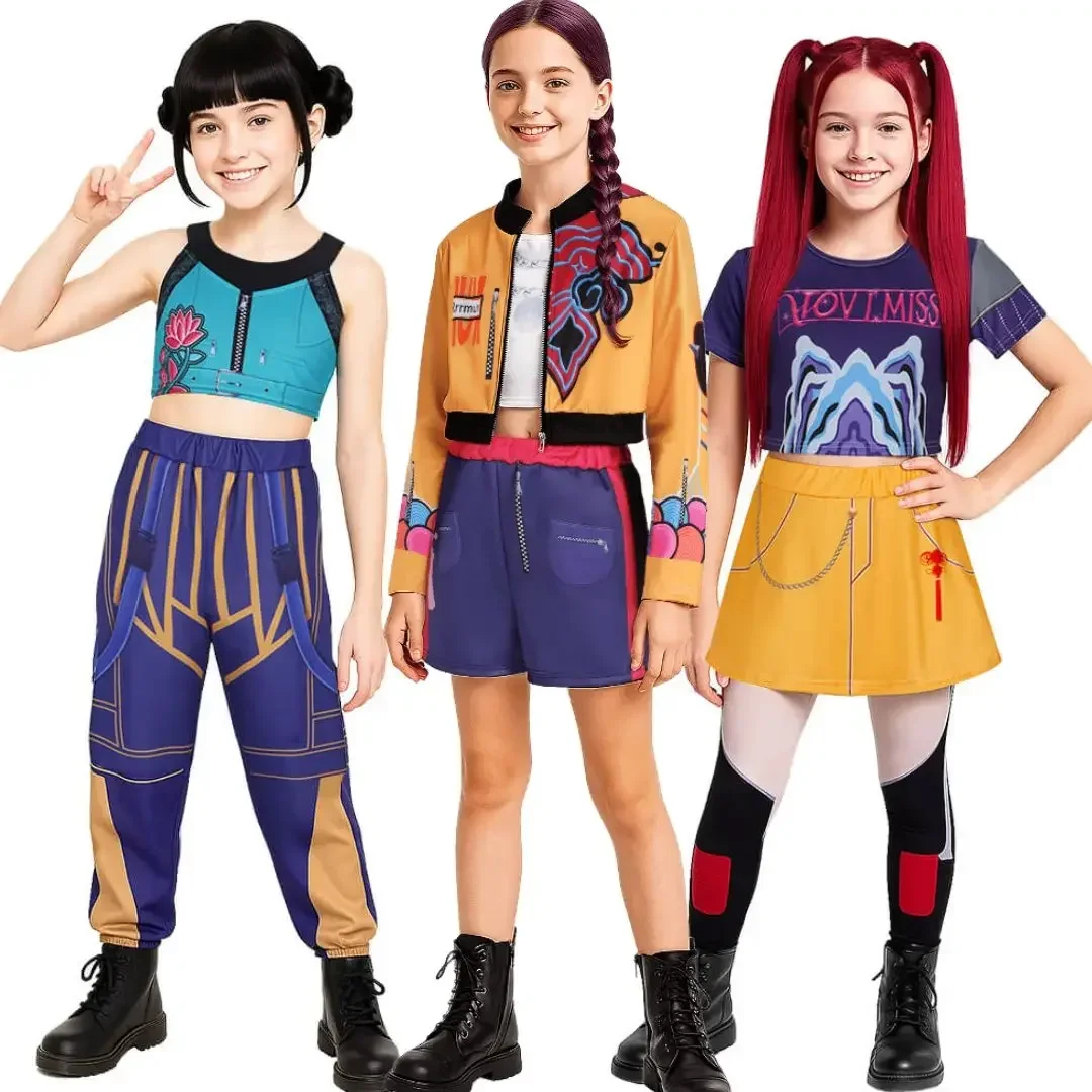 

New Kpop Rumi Zoey Mira Halloween Party Cosplay Costume Kids Demon Hunters Teenagers Girls Birthday Gifts Roleplay Outfits