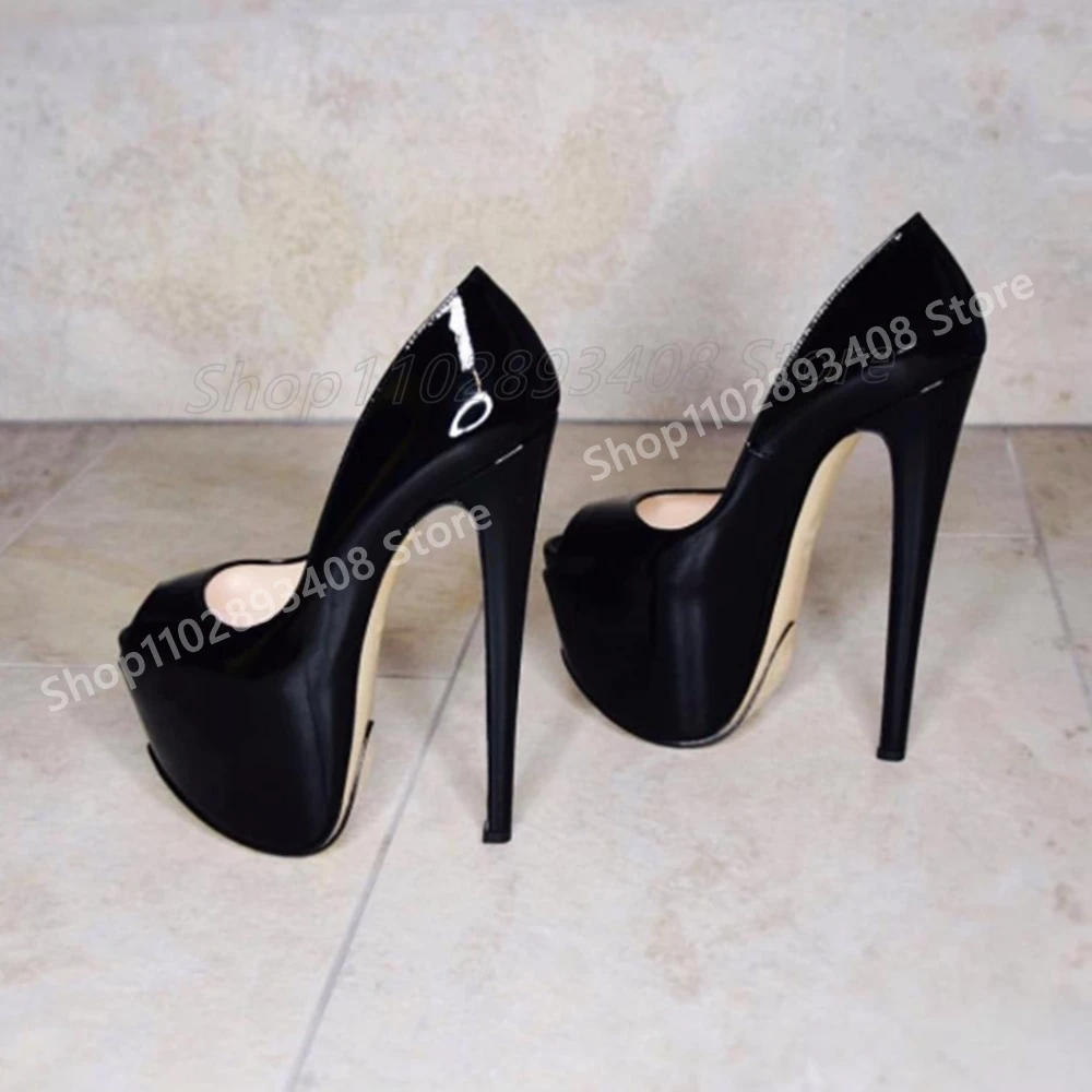 

Black Patent Leather Peep Toe Shallow Pumps Stiletto High Heel Fashion Sexy New Women Shoes Hot Girls 2025 Summer Para Mujere