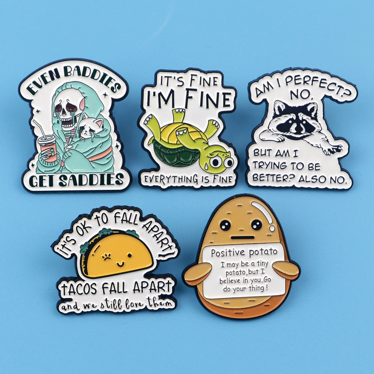 Cute Animals Quotes Pins Funny Food Badge Brooches for Clothing Enamel Pin Women's Badges Jewelry Accessories Gifts for Friends