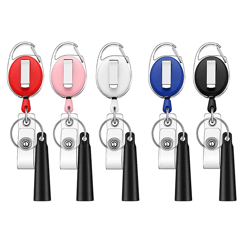 Pen Pencil Holder Retractable Stainless Steel Silicone ABS Anti Lost Rope Key Ring Chain Belt Clip for Camping Hiking Traveling