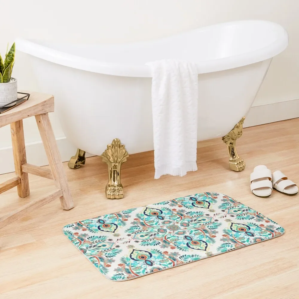 

Modern Folk in Jewel Colors Bath Mat Sleeping Room Rugs Toilet Carpet Bathroom Carpet Set Mat