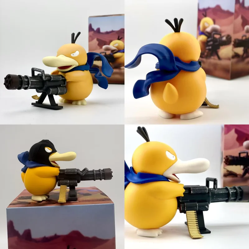 InStockAnime Gatling Psyduck Baby Car Model Play Yellow Duck Handmade Model Pet PokeMoen Ornament Children'S Toys Boyfriend Gift