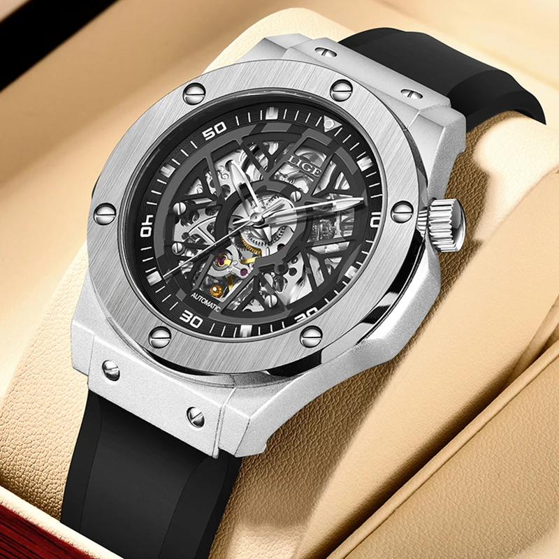 LIGE Business Watch Men Top Brand Luxury Men\'s Mechanical Wristwatches Casual Sports Waterproof Automatic Watch Men Montre Homme