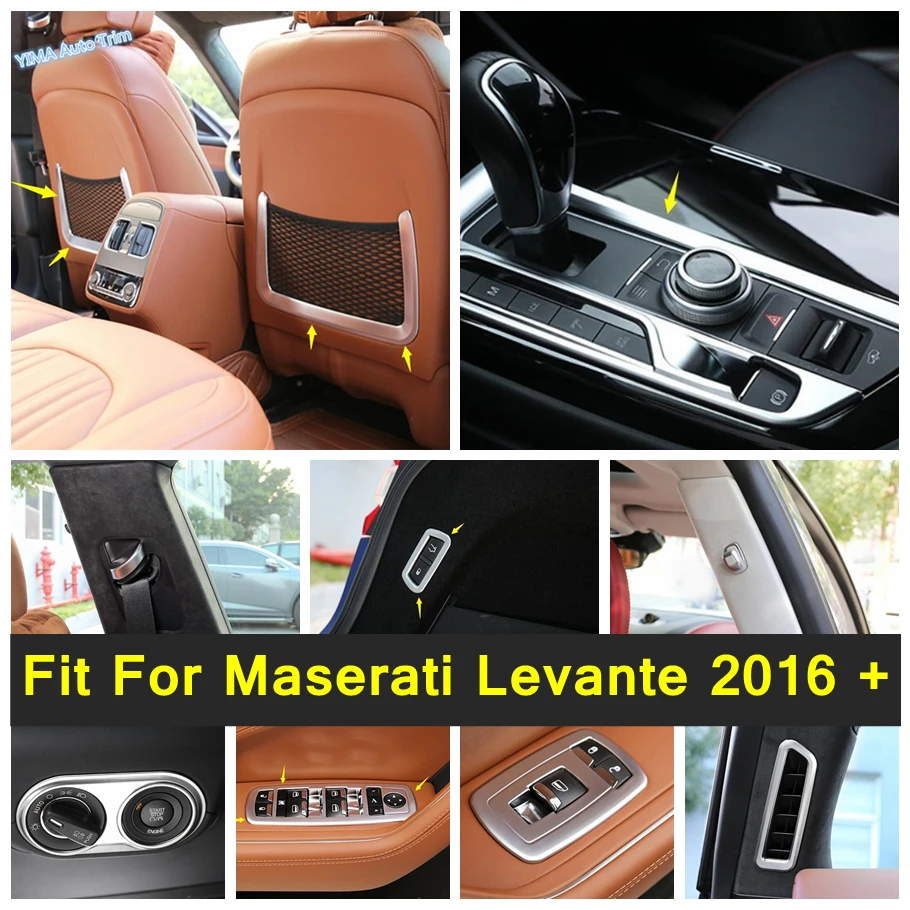 

Matte Car Seat Back Storage Bag Net / Safety Belt / Pillar B Hook Sticker Accessorie Cover Trim For Maserati Levante 2016 - 2020