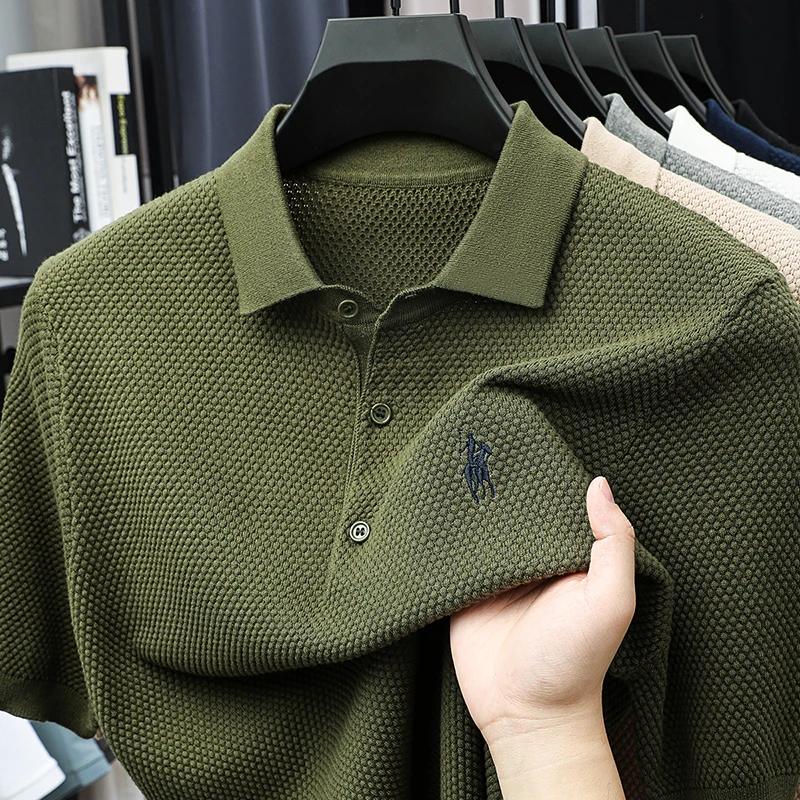 100% cotton men's casual versatile polo short sleeved fashionable embroidery classic skin friendly breathable top