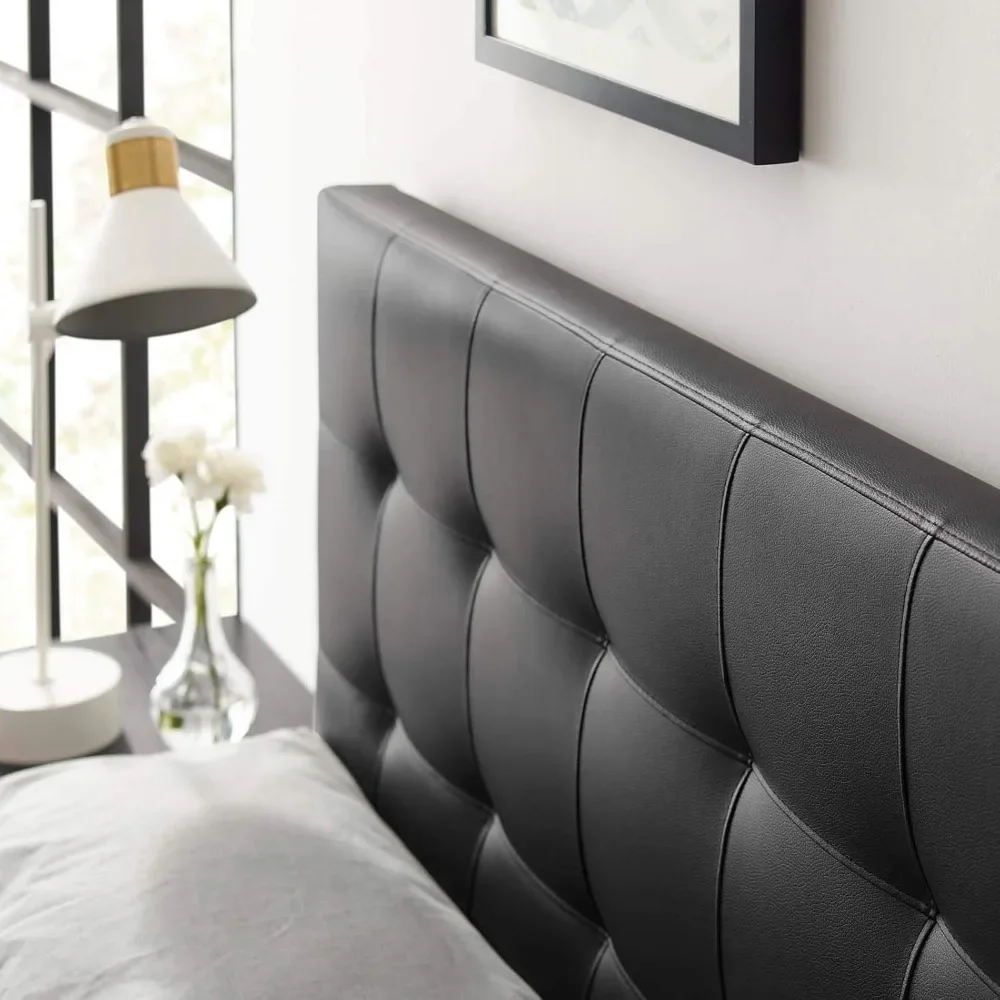 Lily Tufted Faux Leather Upholstered Queen Headboard