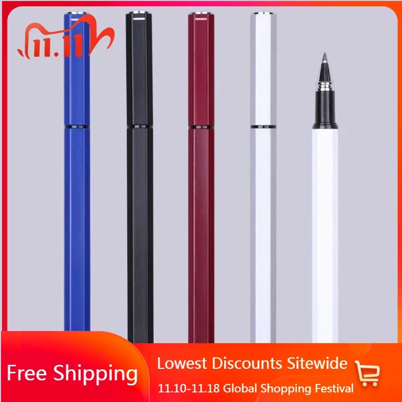 

New SANKOU JZ10 Quads Gel Pens Black 0.5mm Nib High Quality Quick-drying Water Pen Student Business Ballpoint Pens Stationery