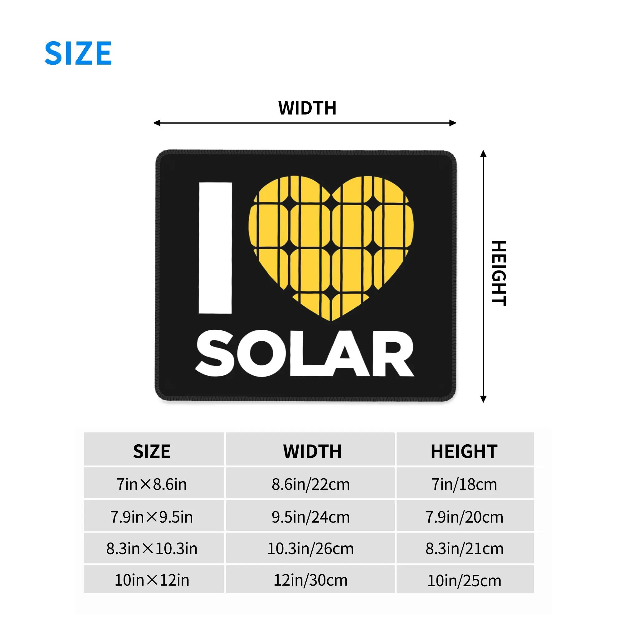 I Love Solar (블랙) 마우스 패드 컴퓨터 키보드 마우스 매트 게임용 PC 노트북 책상 매트 사무용품 테이블 매트