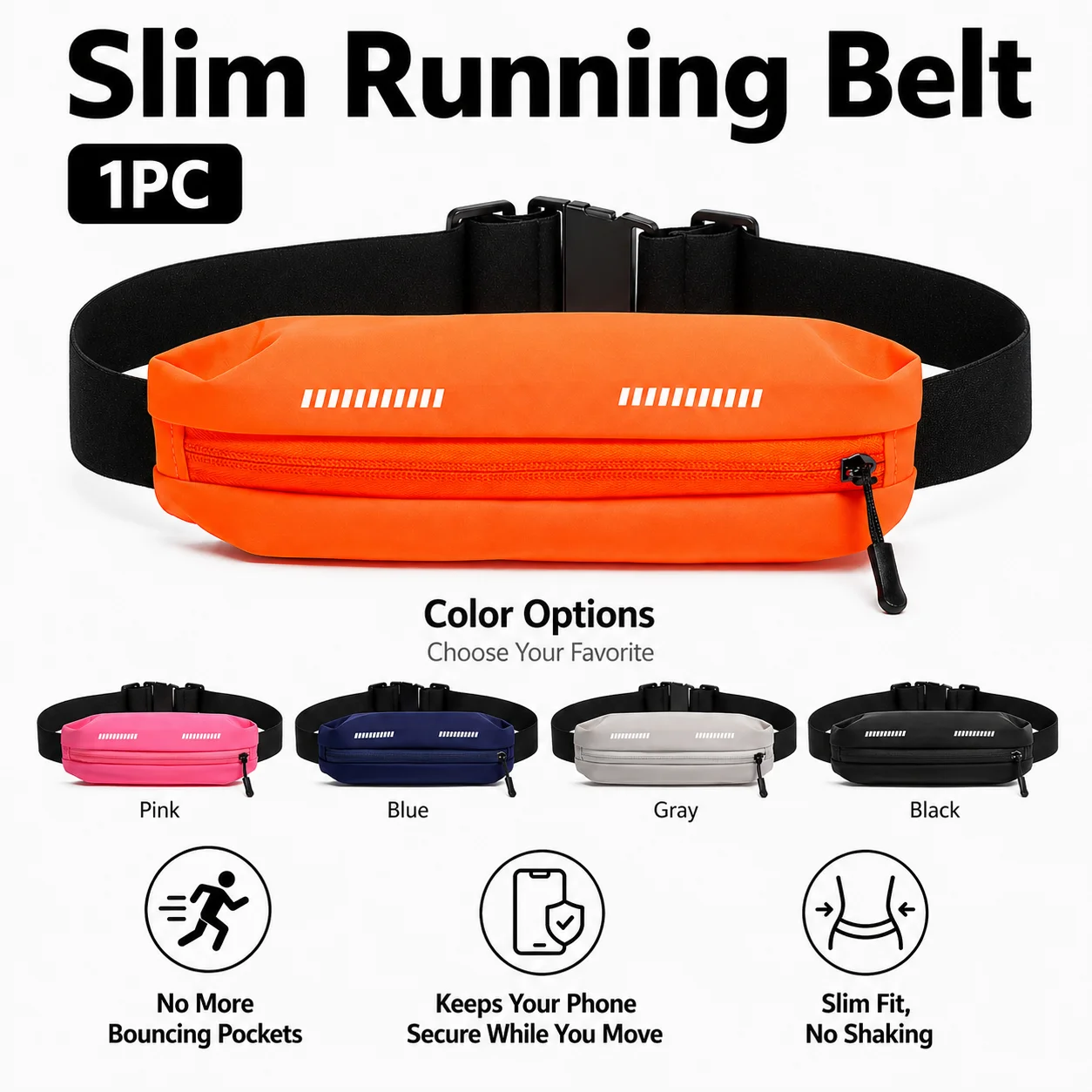 Bolsa de Cintura Esportiva Multifuncional, Cinto de Corrida Leve e Resistente à Água, Bolsa Transversal Ajustável com Bolso com Zíper