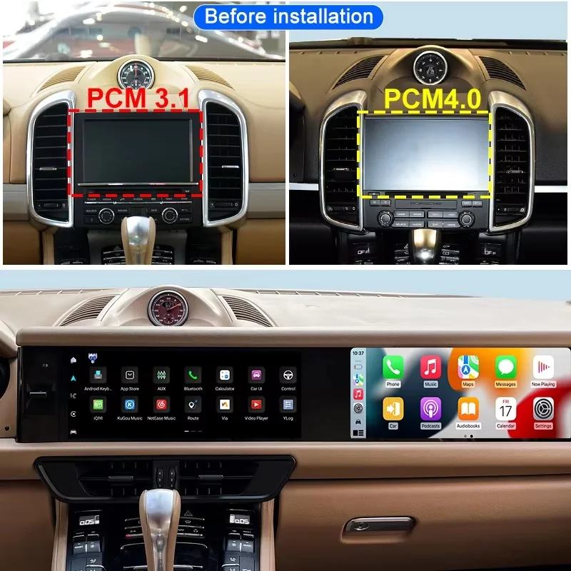 RHD 12.3+12.3inch Dual Screen Interaction Display Co-pilot For Porsche Cayenne 2010-2017 Android Auto Carplay Car GPS Navigatio