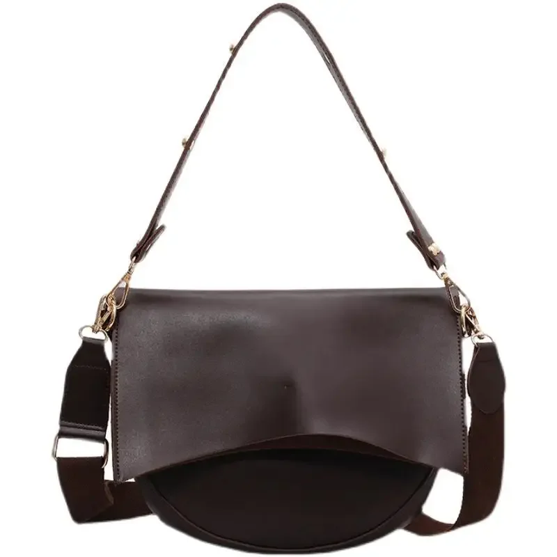 

High Quality Korean Retro Small Bag New Fashion Summer Broadband Saddle Bags Women Package Texture Atmosphere Crossbody Bag