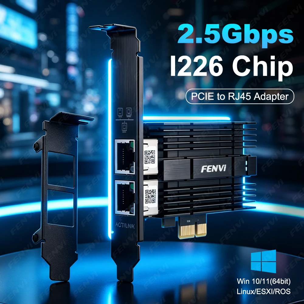 

Сетевая карта PCIE-RJ45 2500 Мбит/с для I226 Gigabit Ethernet 2,5 Гбит/с, контроллер LAN-адаптера PCIE RJ45 100/1000 Мбит/с для Win10/11
