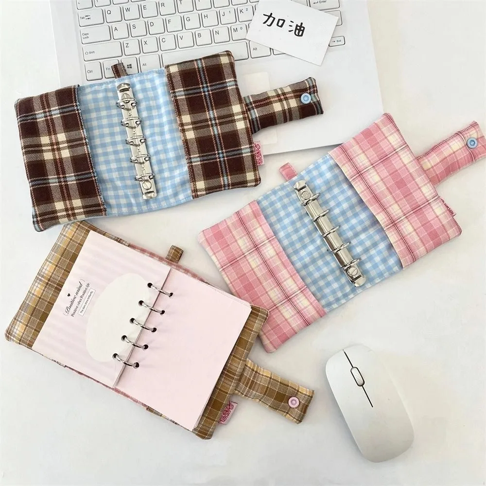 Multipurpose Heart Embroidery Notebook Fabric Stain Resistant Plaid Diary Book Smooth Aesthetic Diary Protective Cover Writing