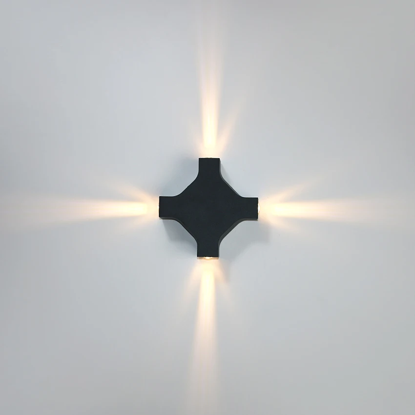 LED12W Outdoor Waterproof Wall Lamp with 4 Sides Illuminating Wall Light Courtyard Garden Exterior Wall Decoration Lighting