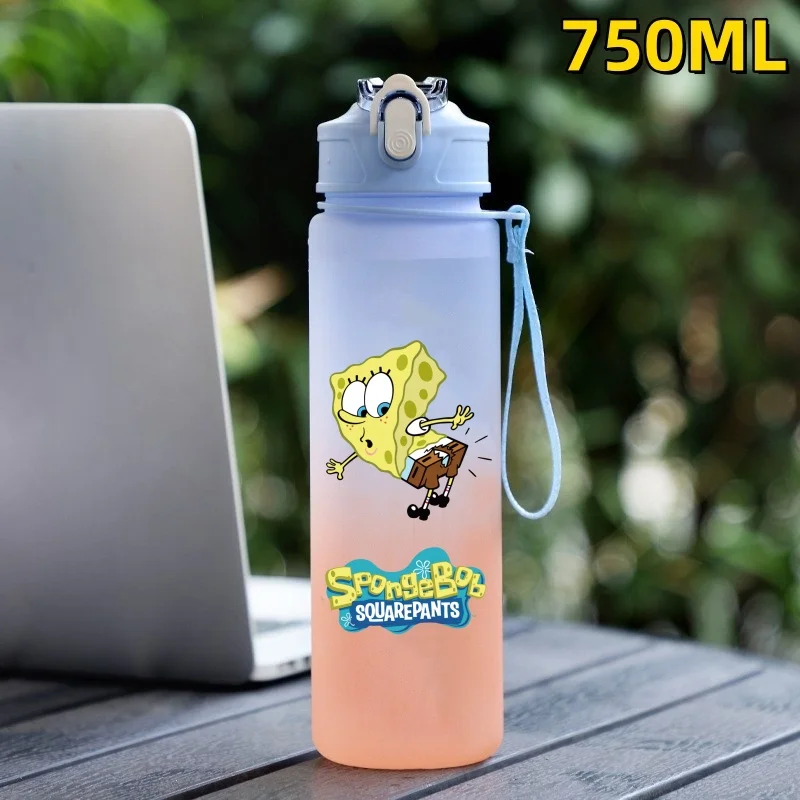 SpongeBob SquarePants Outdoor Sports 750ML o dużej pojemności Cartoon przenośna plastikowa butelka na wodę kubek na napoje prezent urodzinowy dla studentów