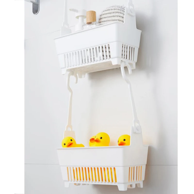 

Storage Basket with Hanging Hook Household Shower Supplies Organizer for Home Kitchen Bathroom Toilet Multifunctional Container