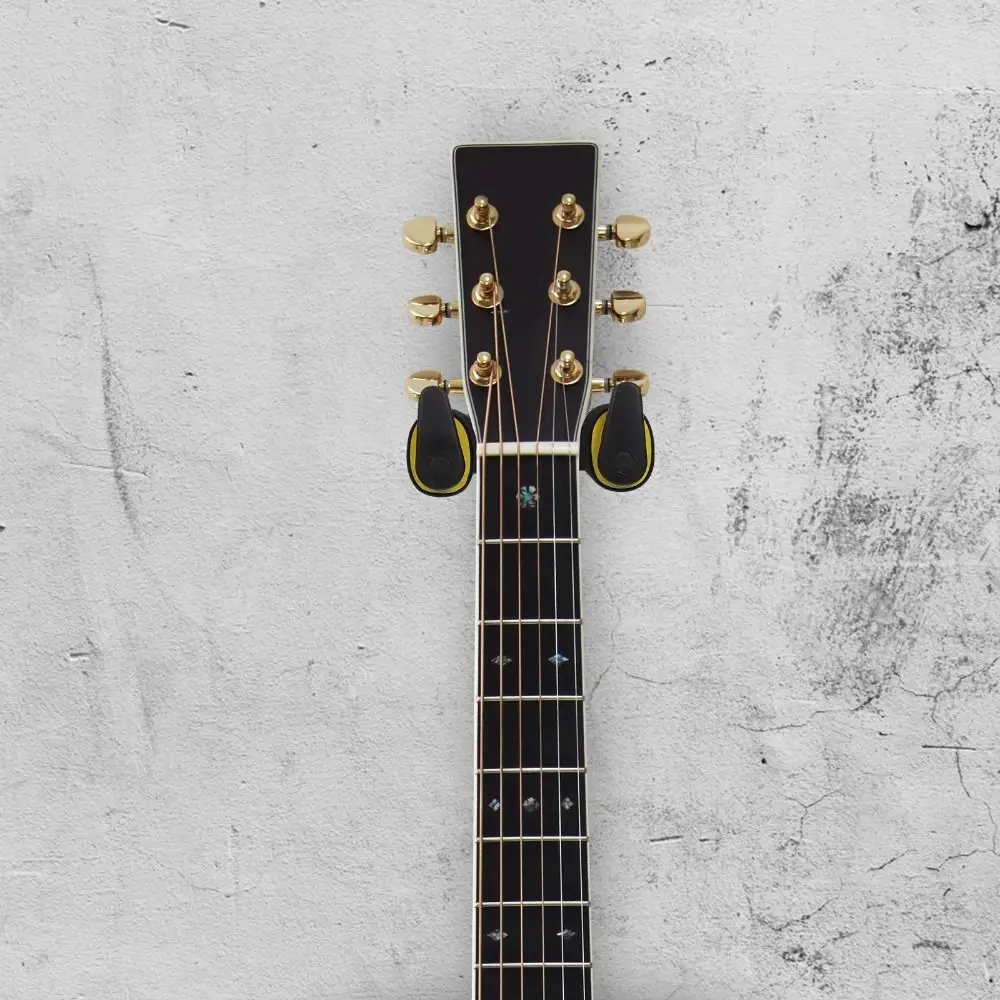 Metal Guitar Hanger Detachable Wooden Base Ukuleles Bracket Gravity Self-locking with Sponge String Instrument Storage Rack