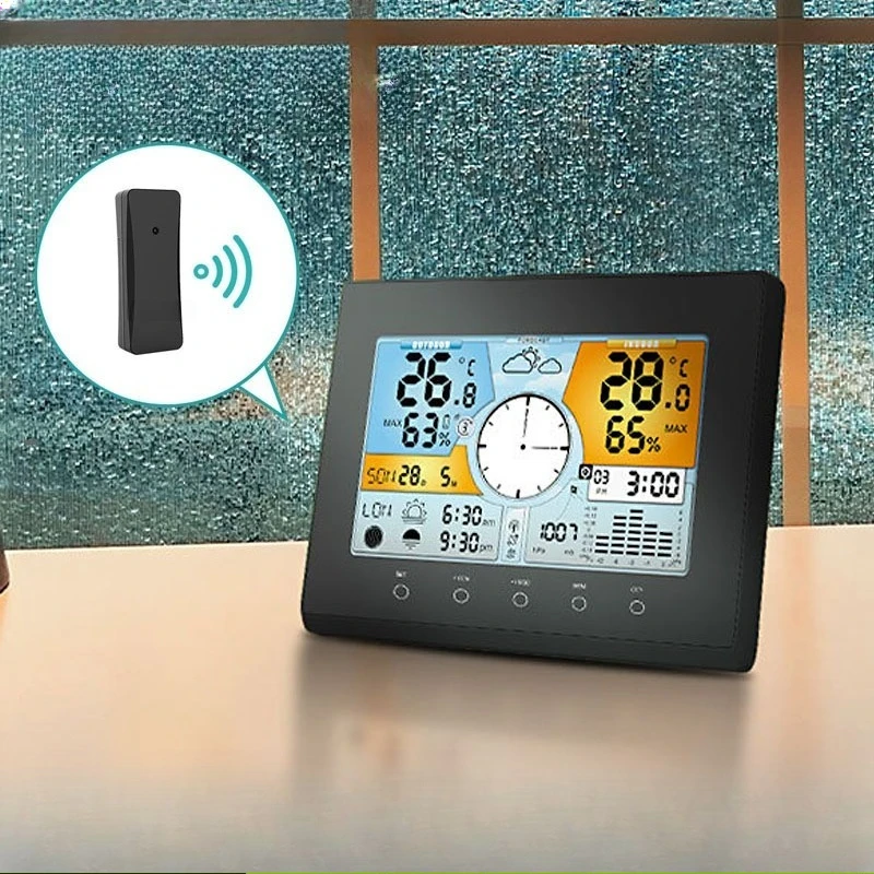 Multifunctional indoor and outdoor color screen thermometer, weather forecast, weather alarm clock, time calendar display
