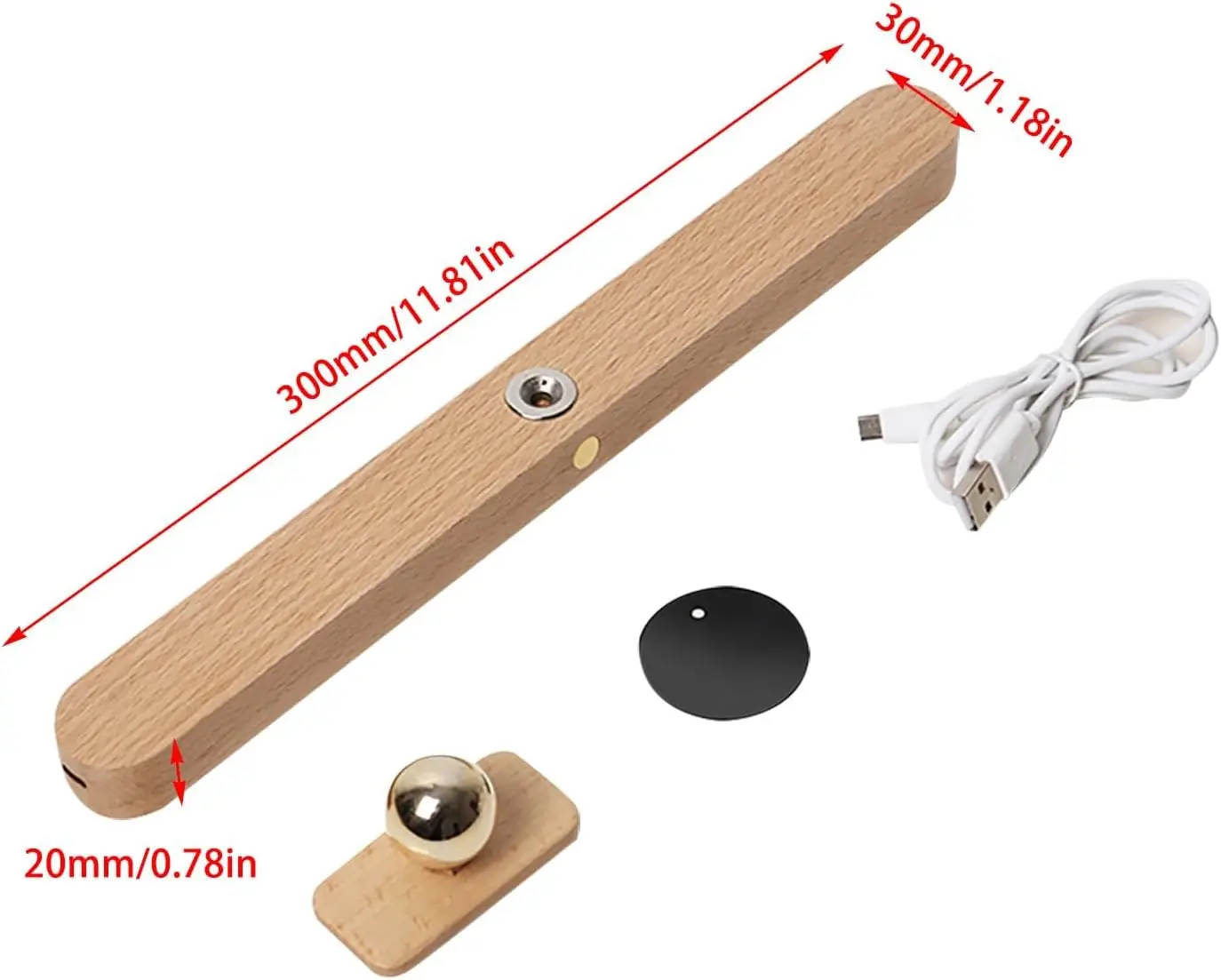 LED Drewniana 360° ° Obrotowa magnetyczna lampa toaletkowa, ładowana przez USB, ściemnialna lampa do makijażu z możliwością ładowania, do łazienki