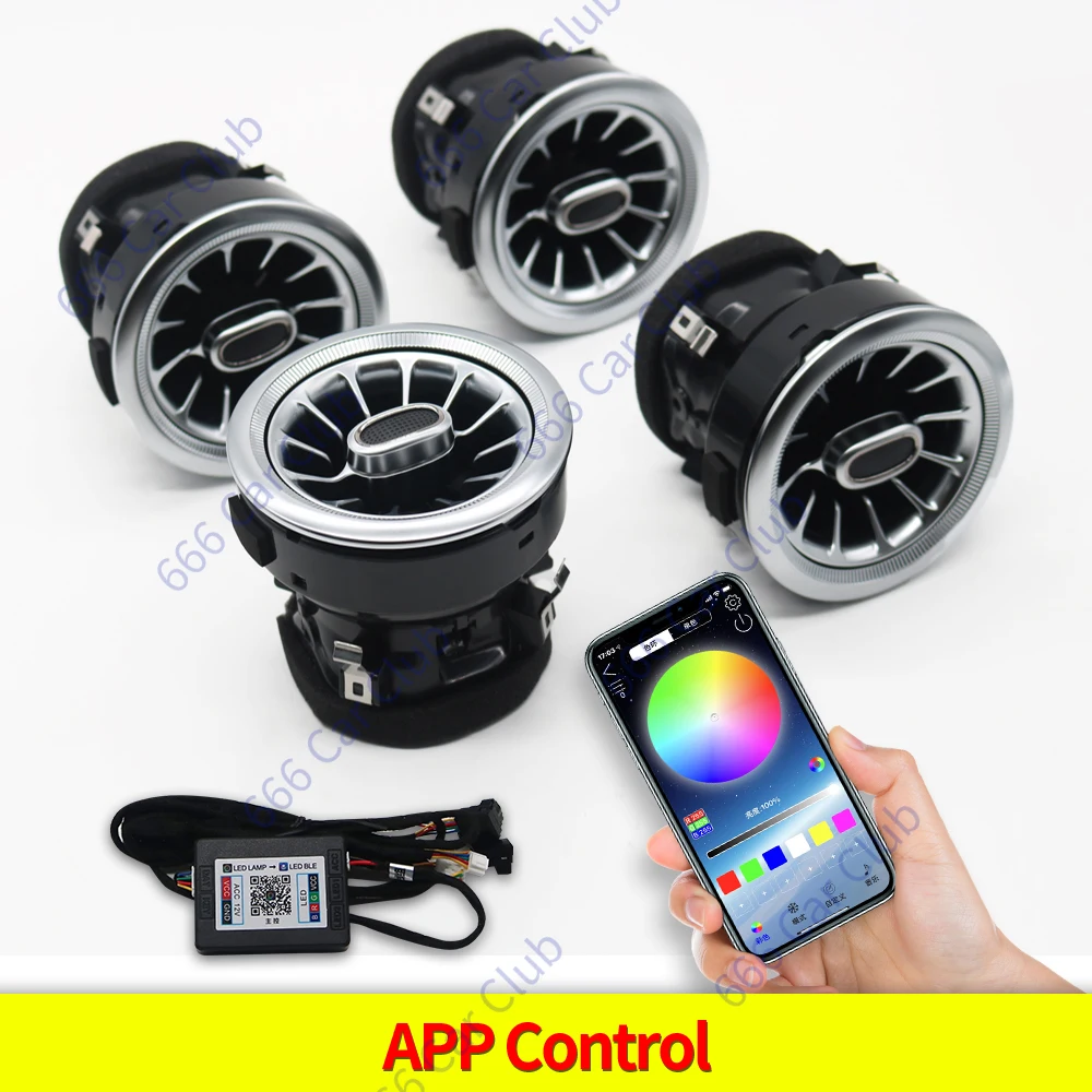 256 Kleur Led-openingen Voor Mercedes Benz C Klasse W205 W447 W213 W156 W117 W176 Bluetooth App Controle Auto mondstuk Turbine Luchtuitlaat