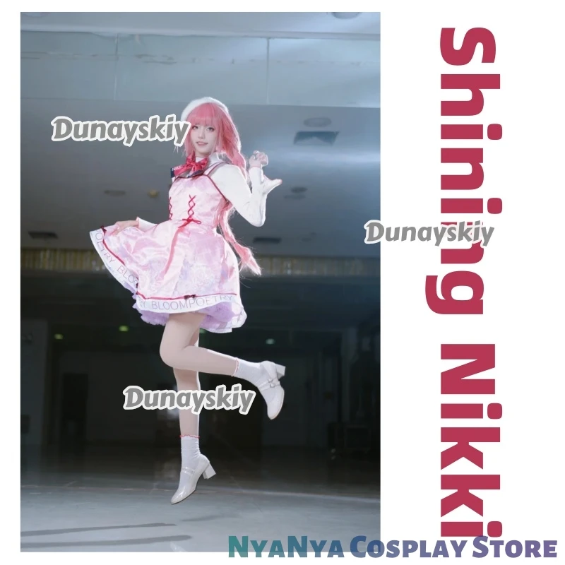 

Shining Nikki Cosplay Anime Infinity Nikki Sweet Pink Lolita Dress Uniform Set Halloween Party Outfit For Women SKIRTS