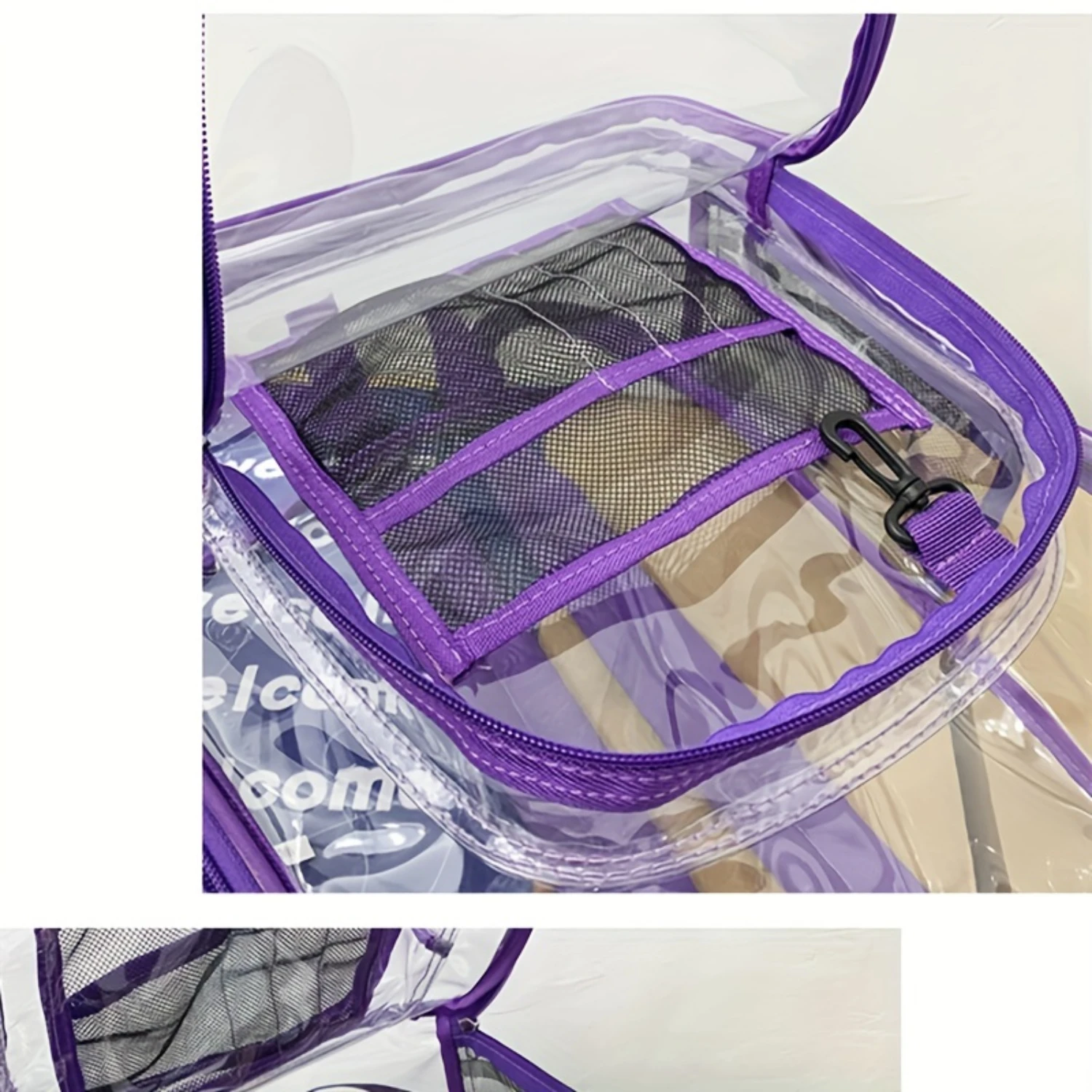 Pcs Transparent PVC Backpack With Lunch Bag And Pen Bag Set, Large Capacity Transparent Backpack, Waterproof Dirt-proof Bag, Tra