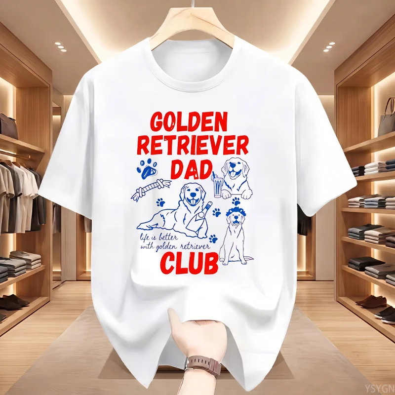 Golden Retriever Dad Club T-Shirt Funny Regular Casual Comfort Breathable Short Sleeve T Shirts Y2k Graphic Men Tees Clothing