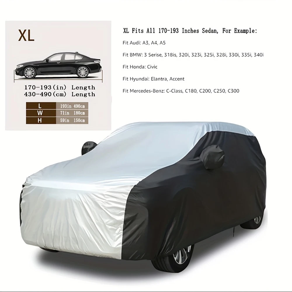 Full Exterior Heavy Duty Waterproof Car Cover, Ultimate PEVA Protection Against Rain, Snow, UV, Wind and Dust