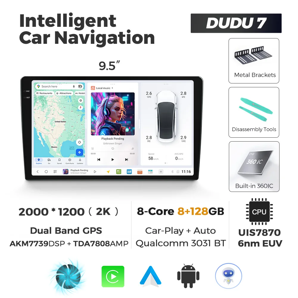 MEKEDE DUDU7 9.5 "10.36" 2K Scherm Android 13 Autoradio Multimedia Speler Carplay Dual GPS DTS Voor Benz BMW VW SEAT Toyota Fiat