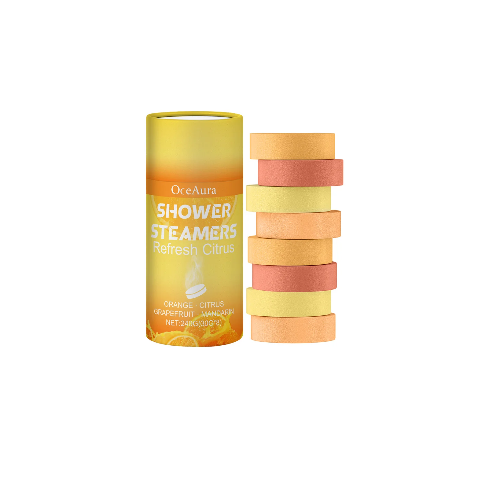 OceAura Aromatherapy Shower Steamers Tablets Moisturizing Skin Cleaning Orange Grapefruit Lavender Birthday Gifts for Women 8pcs