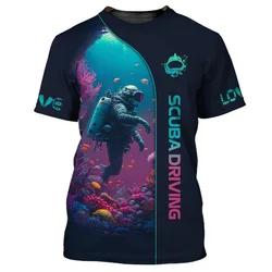 Men's T-Shirt Summer Clothing Diving Printed 3d T-Shirt Short Sleeve Tops Casual Oversized Apparel Travel Clothing Men T-shirts