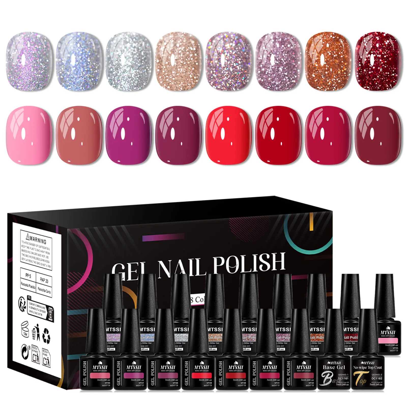 

18 шт., набор светоотражающих блестящих гель-лаков для ногтей Aurora, лазерный сверкающий замачиваемый УФ-светодиодный лак, основание, верхнее покрытие, гель-набор, принадлежности для ногтей