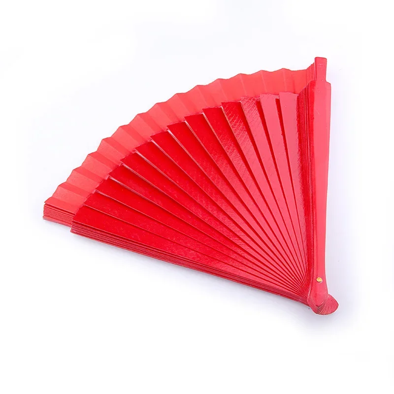 Wooden Folding Fan for Dance Performance, Old Fashioned Wedding Clothing Accessories, Red, Spanish, 43