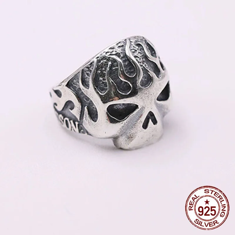 S925 sterling silver ring jewelry vintage  Punk style fashion trend  Personalized skull popular