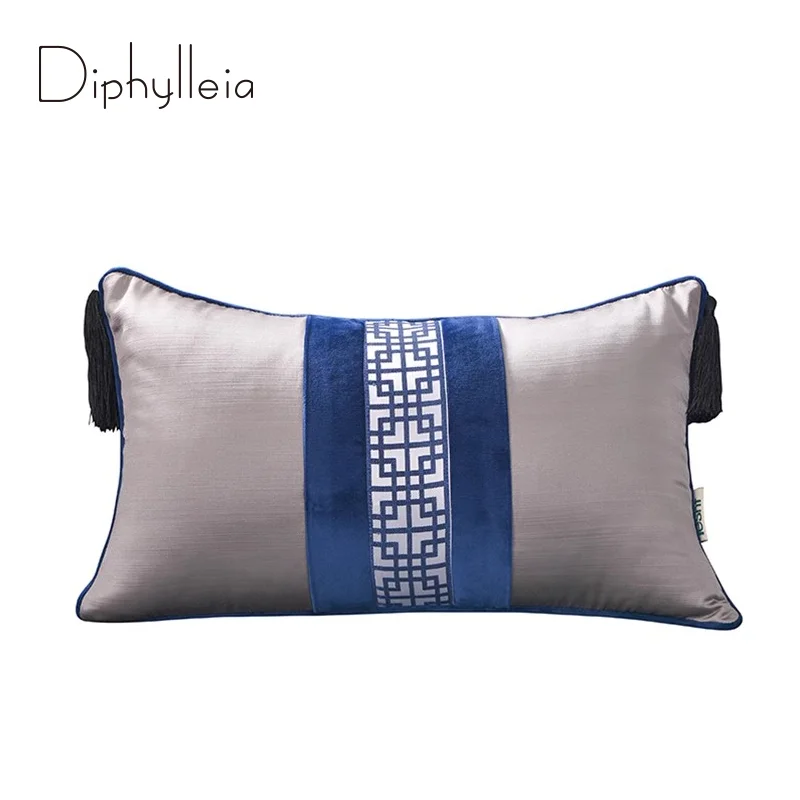 

Diphylleia Elegant Chinese Grek Geometry Jacquard Lumbar Pillowcase Luxury Decorative Cushion Cover For Home Bedroom Living Room