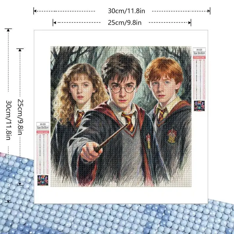 1 قطعة هاري بوتر هيرميون رون 5D DIY الماس طقم الطلاء ، الحفر الكامل معالج الفيلم السحري الفن ، تألق حجر الراين التطريز Ho