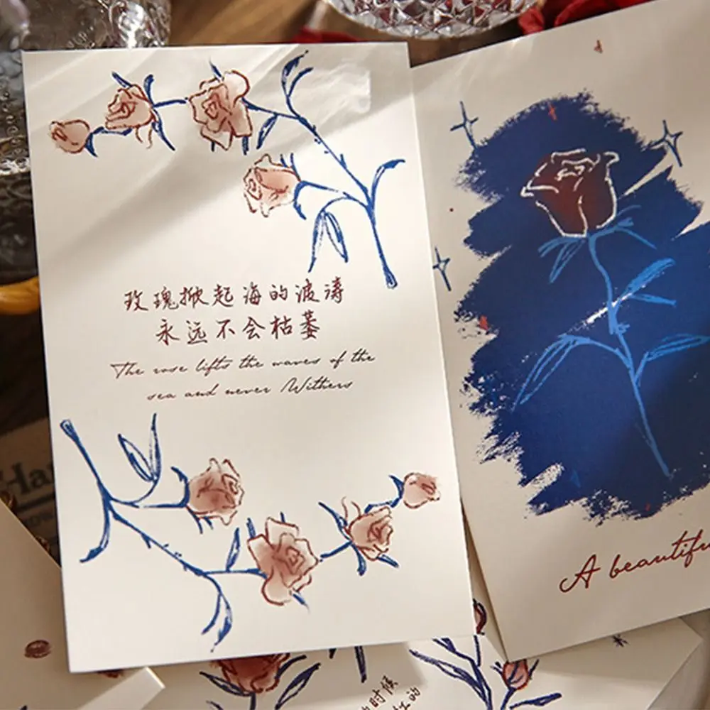 30 قطعة/المجموعة خمر سلسلة زهرة بطاقة بريدية مجموعة ملونة زهرة مطبوعة جدار ملصق بطاقات المعايدة رومانسية خلفية الورد