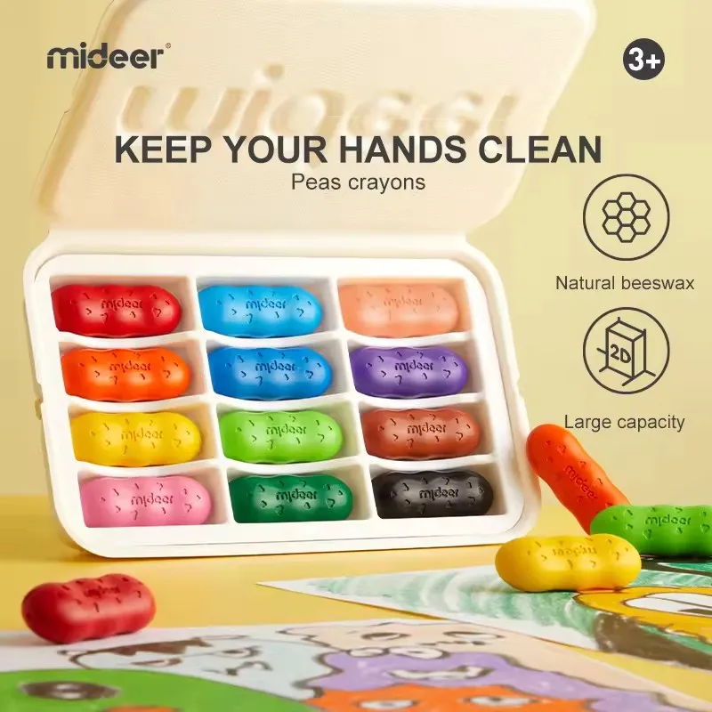 Mideer 8/12/24 Colors Children's Pease Crayons Baby Safe Oil-based Washable Oil Painting Drawing Tool Set Professional ART Toys