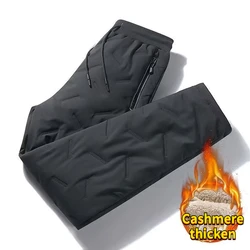 New Pants Men Winter Brushed Cashmere Down Padding Man Thermal Cotton-padded Windproof Warm Thicken Fleece Oversize 8XL Trousers