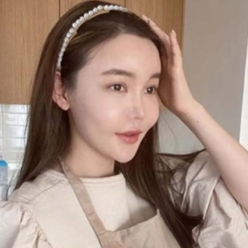 

Wash Face Forsted Foldable Pearl Headband Plastic Waterproof Retractable Hair Hoop Coffee Korean Style Portable Hair Band Girls